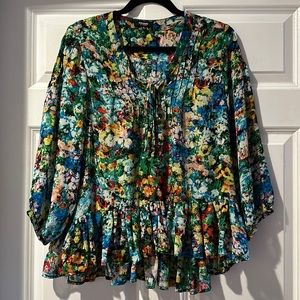 NWOT PREMISE Studio Floral Blouse